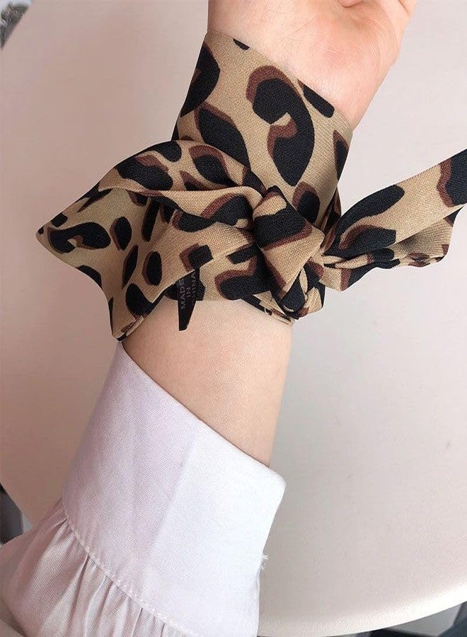 YSSZAM Brown Leopard Neck Tie Chic Skinny Scarf Hairband Stylish Purse Scarf Leopard Accessory Women's Fashion Scarves - Image 5